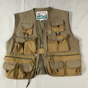 Cuttbow Gear Fishing Vest Men’s Small Khaki Multi Pocket Outdoor Utility